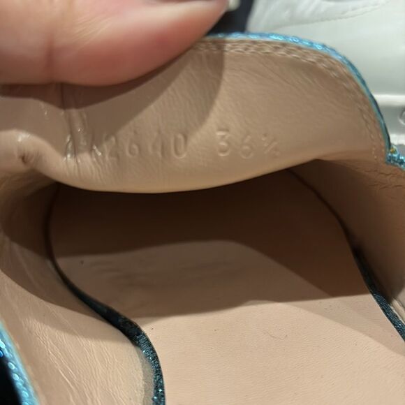 Gucci Princetown Slipper Slides Blue Gold Horsebit Mules - Picture 7 of 10